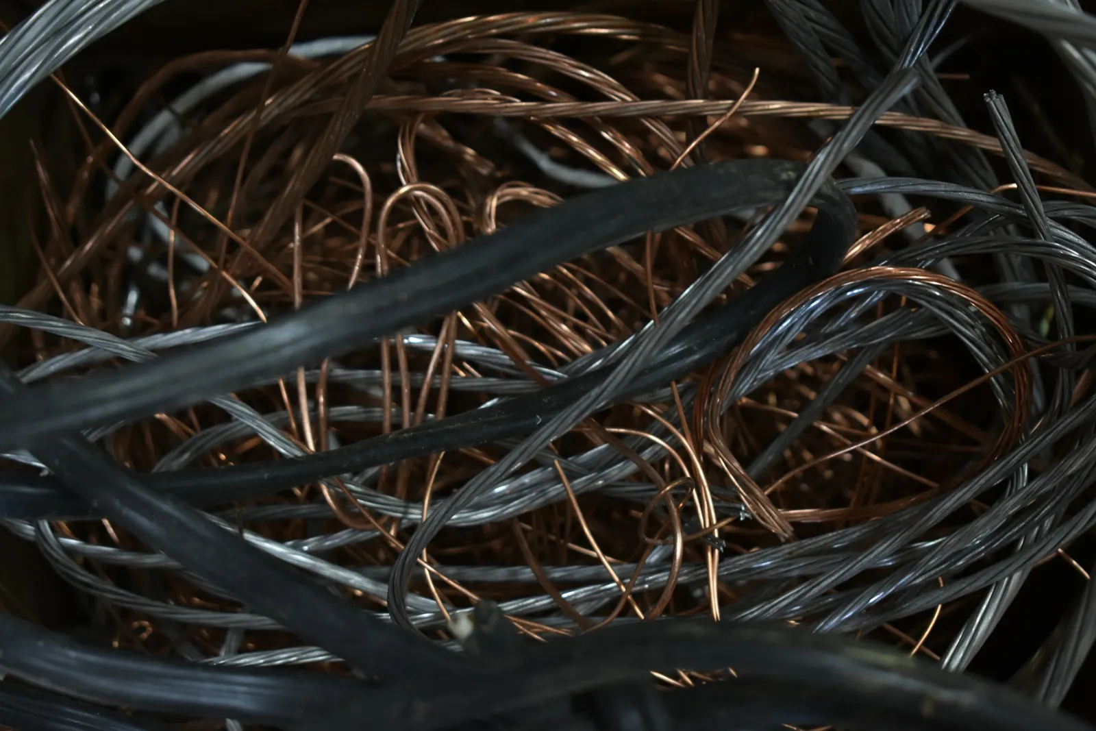 Tangle of copper and insulated cable scrap